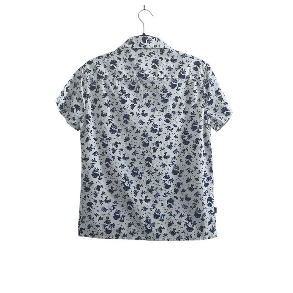 Nukutavake Men's Navy and White Floral Short Sleeve Button Down Size 16/166 CM - Picture 2 of 3